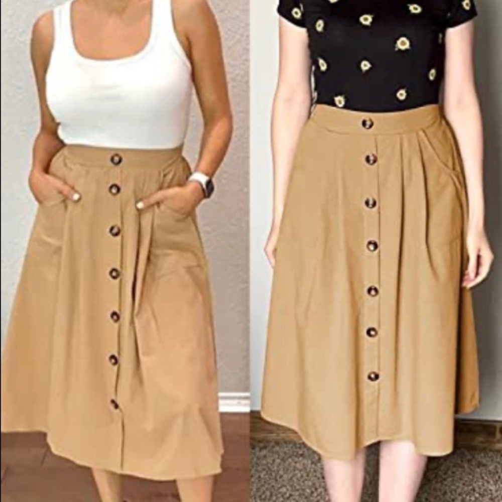 Khaki midi skirt